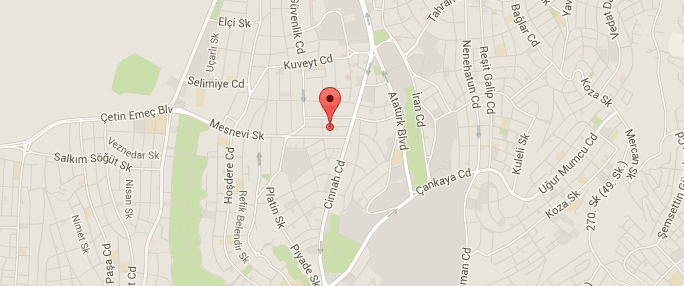 주 터키 대한민국 대사관의 위치 정보를 제시하는 지도 이미지